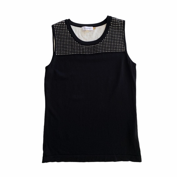 CALVIN KLEIN Black and White Sleeveless Top - Picture 1 of 4